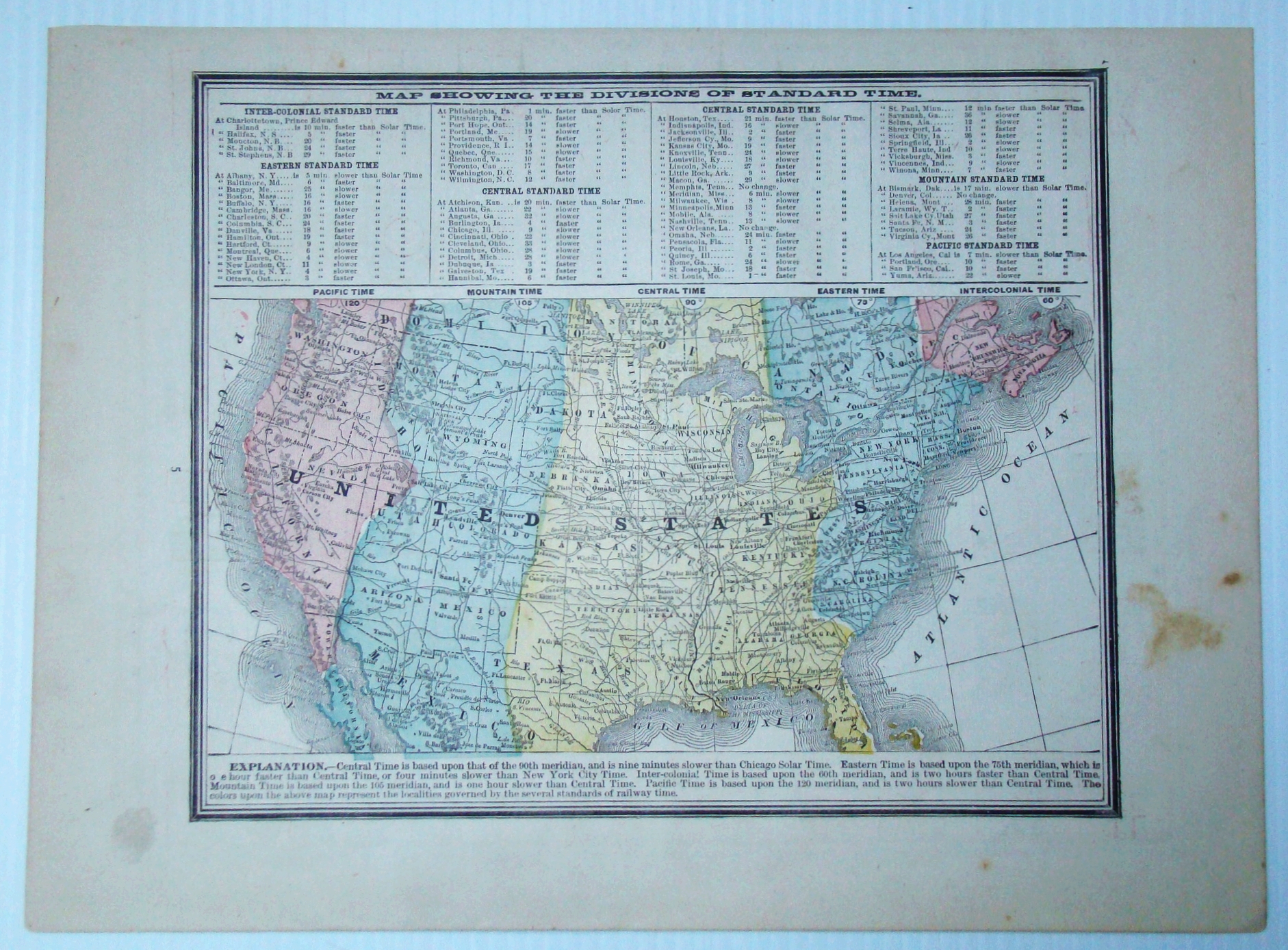 1889 Color Map of the Lower 48 States of the United States (U.S.A ...